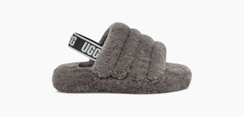 Ugg Slide Big Kids - Ugg Fluff Yeah Grey - 015NTDPBE